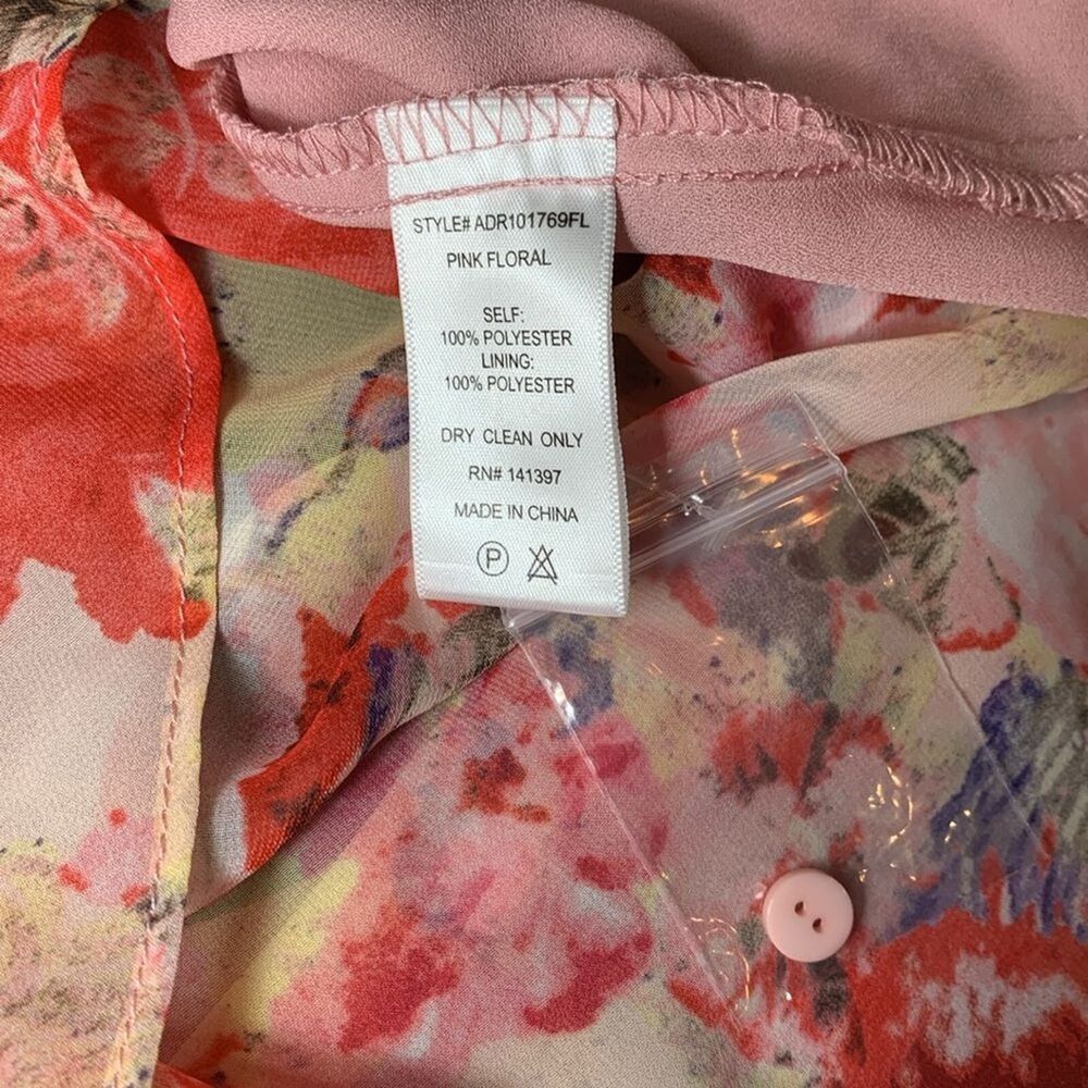 Floret Studios Floral Ruffle Waist A-line Dress in Pink Floral Size Large - Picture 15 of 16